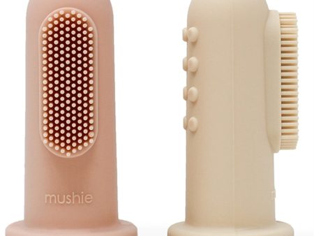 Mushie Finger Tandborste 2-pack Blush Shifting Sand For Sale