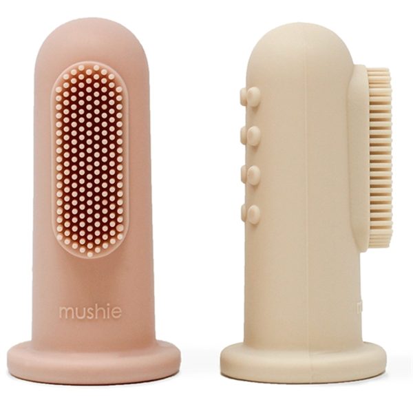 Mushie Finger Tandborste 2-pack Blush Shifting Sand For Sale